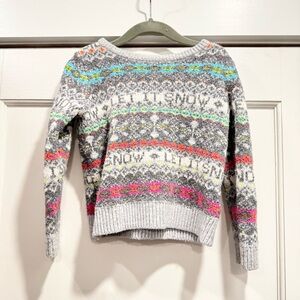 Gap Toddler Girls let it snow fair isle grey knit‎ sweater 5T Spring Apres Ski